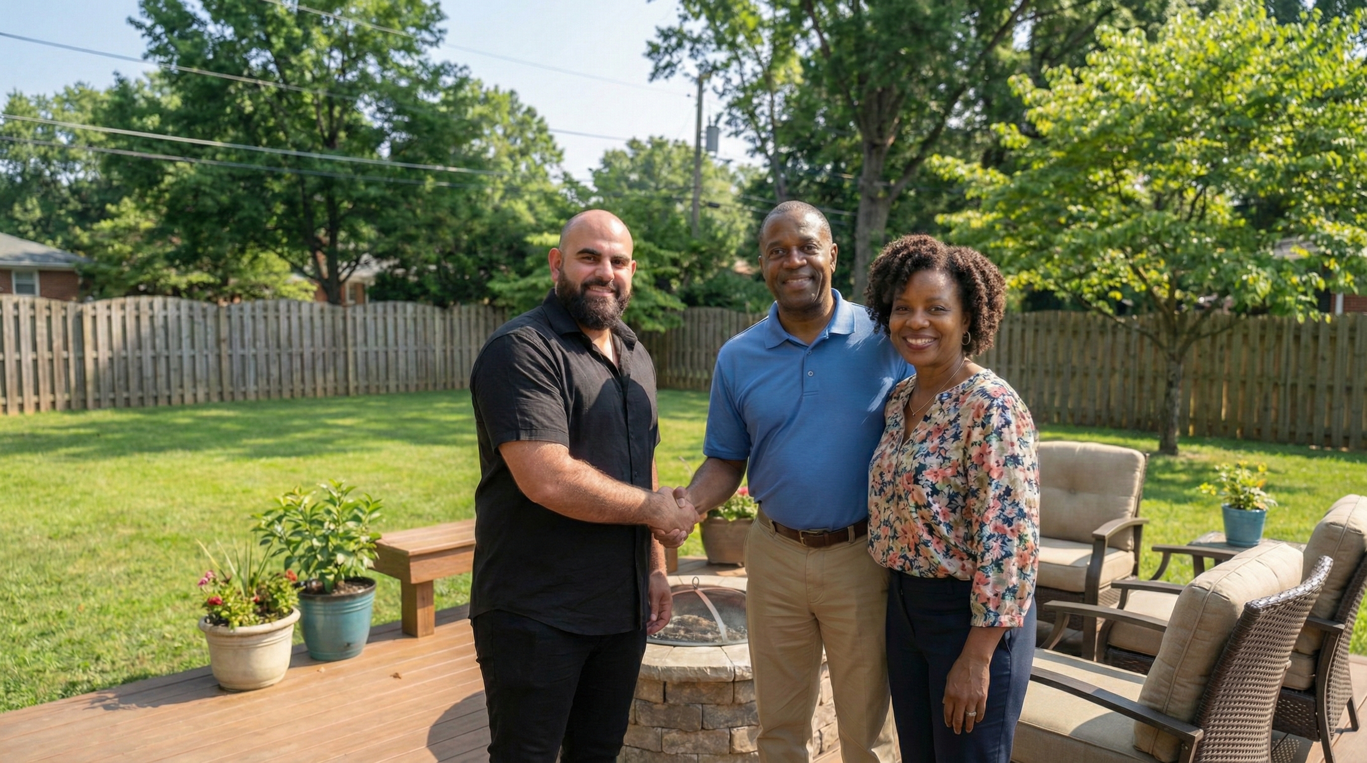 Joe Estefan with homeowners